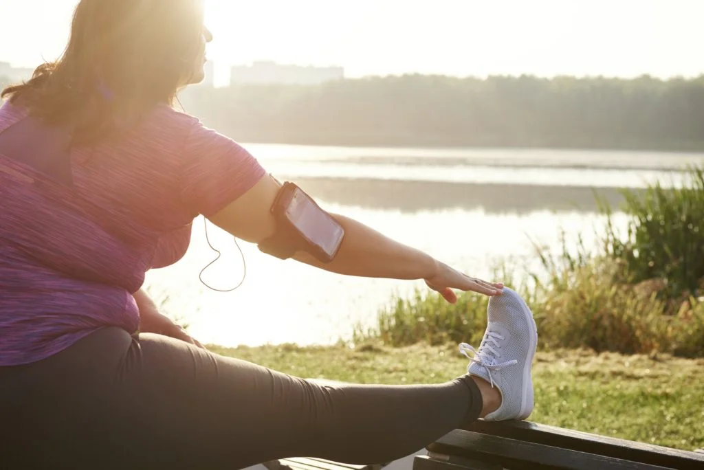 Woman warming up before running